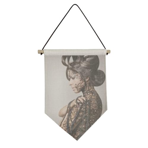 Drapeau en toile brune Beauty Body Gal pour décoration murale suspendue
