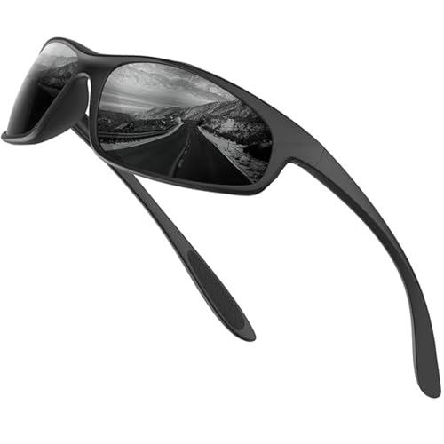 Image of Stylish Polarized Sports Sunglasses for Men Women - Unbreakable HD Clear Vision Cricket Motorcycle Riding Running Cycling Biking Driving Wraparound Branded Oval Goggles