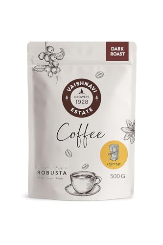 Image of Vaishnavi Estate's Dark Roast Robusta Coffee | Single Origin | Shade Grown | Freshly Roasted & Ground | Espresso - 500g, Pack Of 1