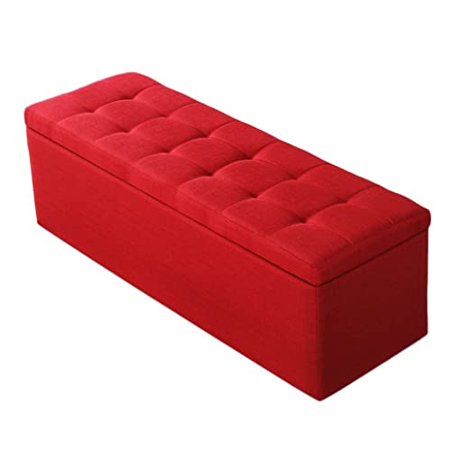 IBOWZ Puff Almacenaje, Taburete otomano con Almacenamiento, reposapiés, otomana cómoda con Almacenamiento, Caja de Juguetes Plegable, baúl con Funda de Lino