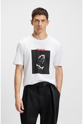 Hugo Para Hombre. 50542734 Camiseta Estampado Dobermann Blanco (S), Casual, AlgodóN, Manga Corta - 3