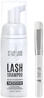 STACY LASH Eyelash Extension Shampoo Brush / 1.69 fl.oz / 50ml / Eyelid Foaming Cleanser/Wash for Extensions & Natural Lashes/Safe Makeup Remover/Supplies for Professional & Home Use