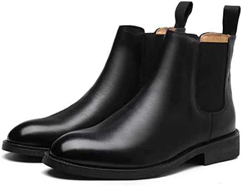 Santimon Mens Black Leather Dress Casual Chelsea Boot Chukka Ankle Boots 6 US | Image 2