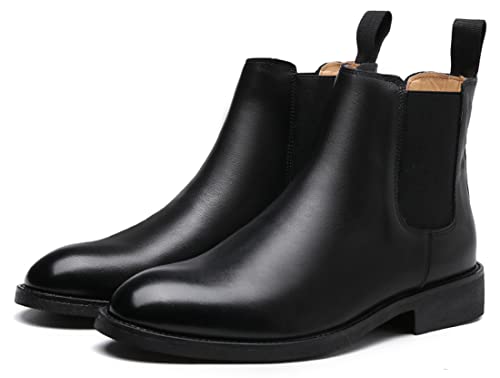 Santimon Mens Black Leather Dress Casual Chelsea Boot Chukka Ankle Boots3