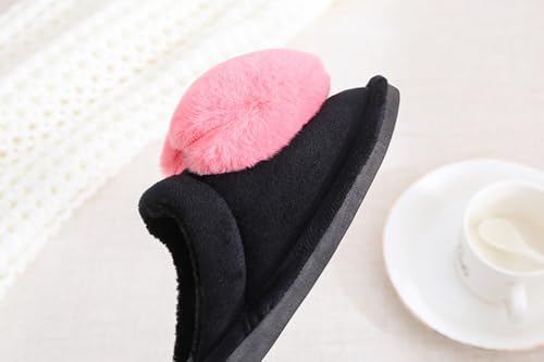 Women’s Cartoon Heart Closed - Toe Slippers Soft Fuzzy Warm Non - slip PVC Sole Ladylike Home Shoes2