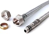 Xcel Home Para elastycznych złączek zaciskowych M10 x 15 mm, długość 500 mm, plecione ze stali nierdzewnej monoblokowe ogony mieszające, zatwierdzone przez WRAS, idealne do kranów kuchennych i