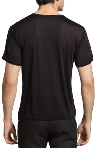 Mens Mulberry Silk T-Shirts Short Sleeve 100% Pure Silk Tee Shirts Breathable Workout Shirts Crew Neck Undershirt Top4