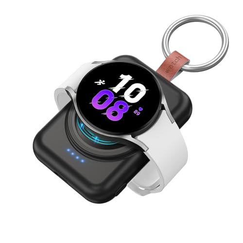 ACEQINGSE Portable Charger for Samsung Watch, Wireless Magnetic Galaxy Watch Charger 1800mAh Power Bank Travel Keychain Accessories Charger for Samsung Watch 6/6Classic/5/5Pro/4/3, Active 2/1 (Black)