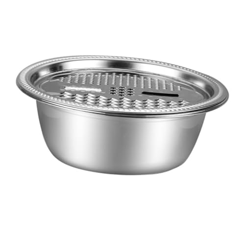 KICHOUSE 2 Piezas 1 Juego práctica bandeja cortadora fregadero fregaderi vegliss ranurado inoxidable corte bandejas cortafiambres herramienta de lavado de arroz suministros de cocina Silver
