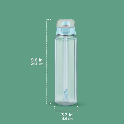 Image of MILTON Aston 700 BPA & BPS-Free Water Bottle 700 ml| Food-Grade Plastic | One-Click Open | Leak-Proof | Sip & Gulp Lid I Ideal for Office, School, College, Gym, Blue