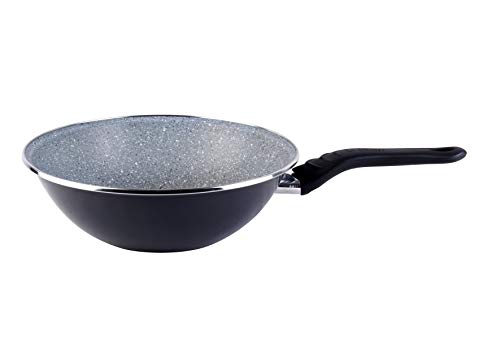 MAGEFESA-Dolomiti-Wok-28cm-de-Acero-vitrificado-Exterior-Gris-Marengo-Antiadherente-bicapa-Reforzado-Efecto-marmol-Apto-para-Todo-Tipo-de-cocinas-Especial-induccion-50-de-Ahorro-energetico