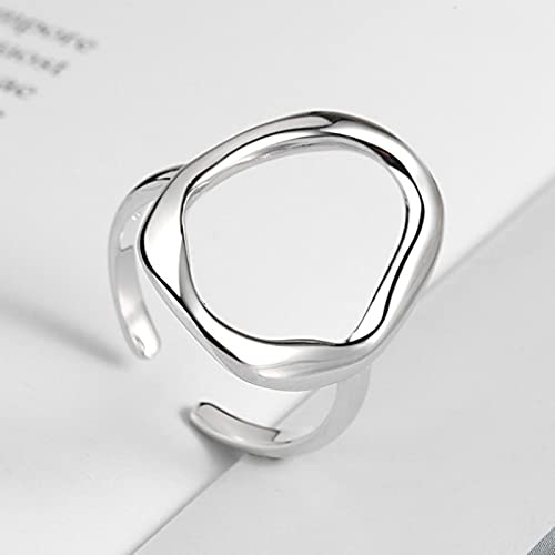 HCMA Anillo geométrico Minimalista Irregular Hueco elipse Oro Color Plata para Mujeres Anillos Abiertos