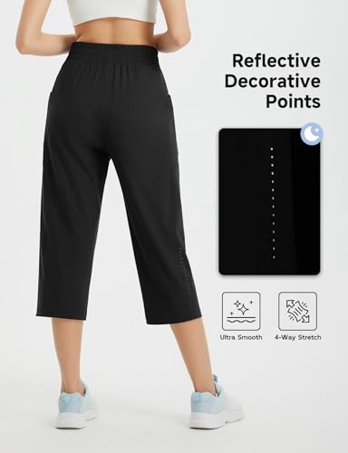 baleaf Women's Athletic Capri Pants Lightweight Quick Dry Stretch Zipper Pocket Travel Casual Outdoor UPF 50+3