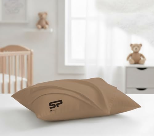 Image of Toddler Travel Pillow case Set of 2 PC Pillow Cover 100% Egyptian Cotton Decorative Pillow case 500 Thread Count Small Pillow case with Zipper Closure Toddler Pillow case 14x20 inch, Taupe