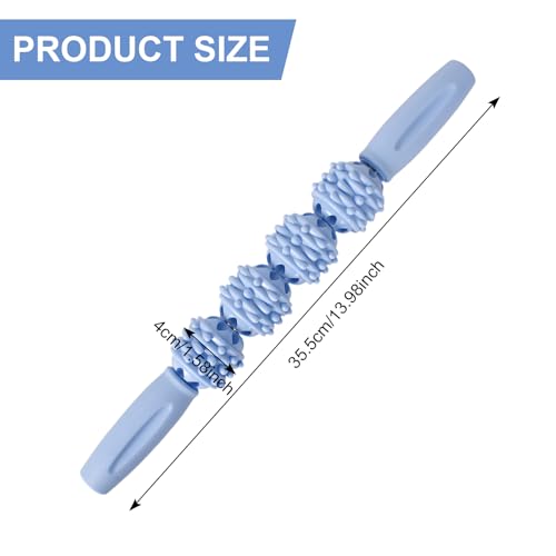 Rullo Massaggiatore Muscolare, Rullo Muscolare per Gambe, Rullo Massaggio per Muscoli Doloranti, Massaggiatore per Gambe Rullo Muscolare Stick, per Schiena, Collo, Rilassare i Muscoli (Blu) - 2