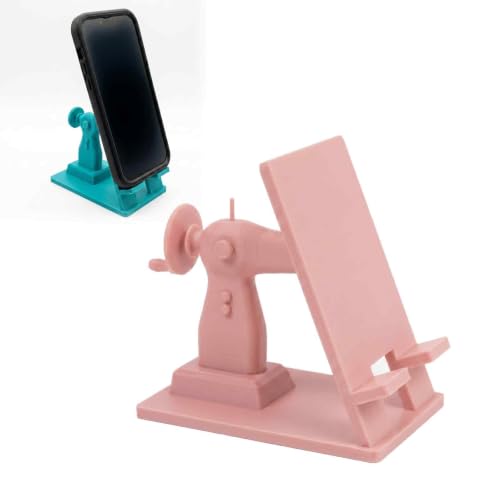 uiwgbq Retro Sewing Machine Phone Mount for Sewists & Crafters, Hands-Free Desk Accessory, Compatible with All Smartphones (4.5x4.5x3 in)（Pink）
