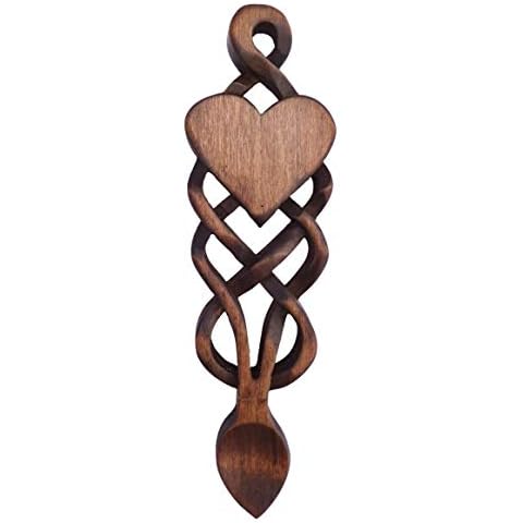 Hand Carved Celtic Love Spoon with Engraving Cover