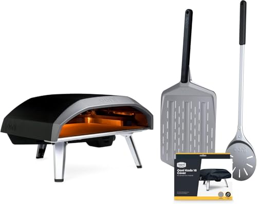 Ooni Koda 16 Propane Gas Pizza Oven - Ultimate Pizza Oven Bundle - Includes 14' Perforated Pizza Peel, Turning Peel and Koda 16 Cover
