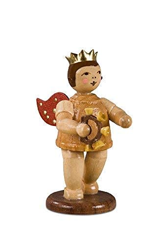 Figurine d'ange artisanale cadeau de Noël traditionnel en bois naturel de l'Erzgebirge