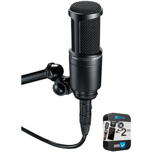 Audio-Technica Side Address Cardioid Condenser Studio Microphone AT2020 Bundle with 2 YR CPS...
