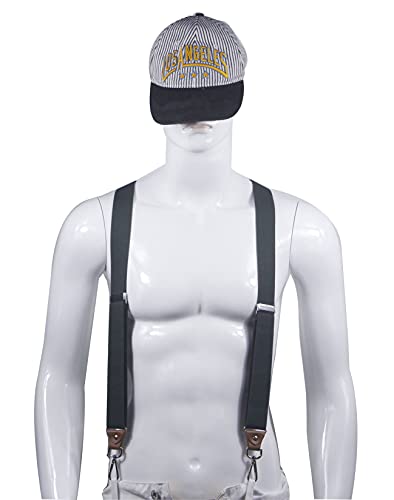 Image of Mens Suspenders with 3 Swivel Hooks Belt Loops 1.4 Inch Wide Heavy Duty Adjustable Braces