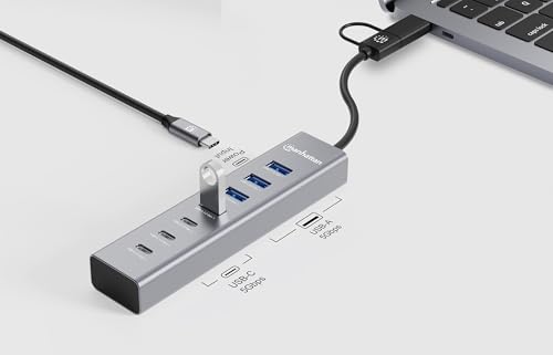 Image of Manhattan 7-Port USB 3.0 Type-C & Type-A Hub: Ultimate Connectivity for Laptops & Devices - 181136