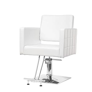 Salon Styling Chair for Hair Stylist Wide Seat, Hydraulic Barber Chair with Stainless Steel Footrest, White Hair Salon Chair Heavy Duty, Beauty Spa Cosmetology Shampoo Hairdressing Equipment