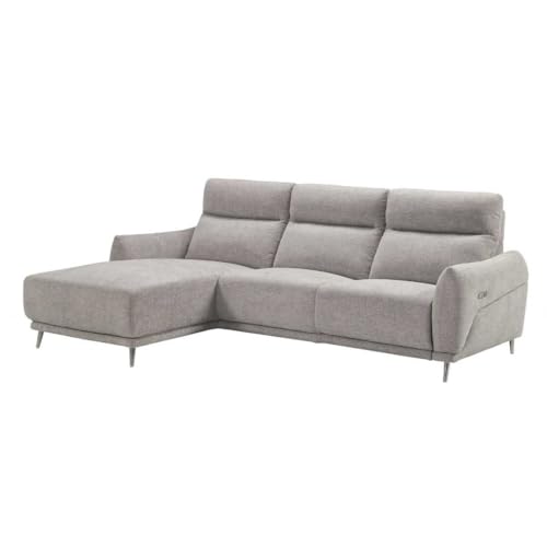 AltoBuy Canapé 3 Places Relax électrique avec méridienne Gauche Tissu Polyester chiné Gris...