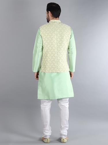 Image of Uri and MacKenzie Men's Silk Blend Kurta Pajama with Designer Ethnic Nehru Jacket /Modi Jacket