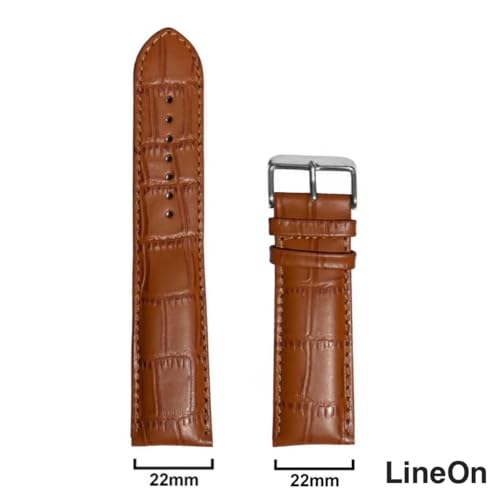 Image of Lineon 22mm Half Padded Leather Mens Watch Strap For Branded Watches Compitable with Titan, Timex, Casio, Sonata, Tool and Pins Include