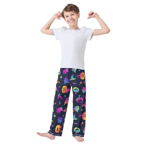 Galaxy Devil Pumpkin Boys Long Pants Soft Trousers Elastic Waist Kids Lounge Bottoms with Pockets S-XL2
