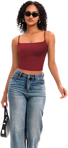 Image of MIRITY Women's Sexy Double Lined Square Neck Tank Top - Y2K Going Out Adjustable Spaghetti Strap Cami