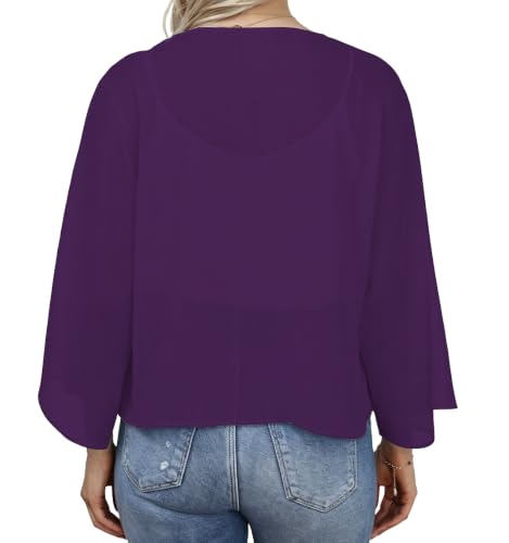 Image of Womens Summer Tops Short Shrugs Kimono Cardigans Casual Chiffon Bolero Jackets 2026