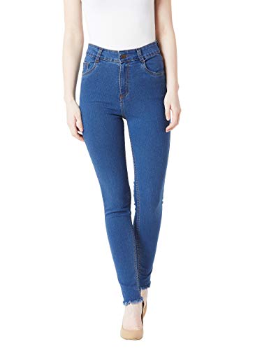 Miss Chase Women’s Blue Skinny High Rise Cropped Length Fringed Detailing Stretchable Denim Jeans Miss Chase Women’s Blue Skinny High Rise Cropped Length Fringed Detailing Stretchable Denim Jeans