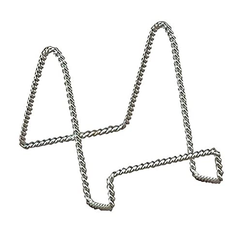 TRIPAR Decorative Twisted Wire Stand, Chrome Display (6 Inch Depth) Tabletop Easel Sleek & Modern Look - Perfect for Books, Plates, Photos & More