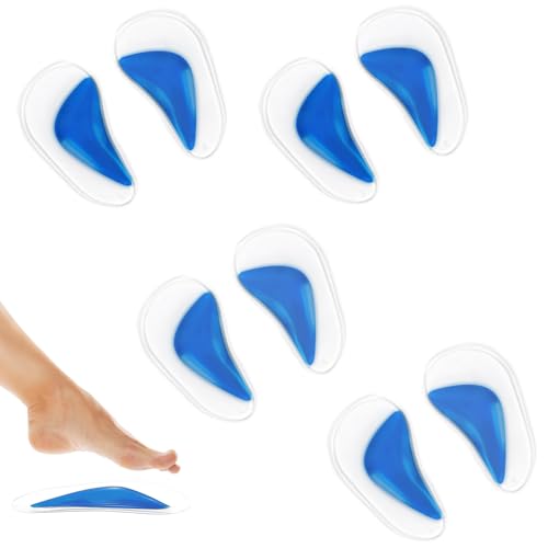 Gel Arch Support Pads,Gel Arch Support,Adhesive Silicone Orthotic Insoles,4 Pairs Gel Arch Pads,Arch Support Foot Cushion Pads for Women Flat Feet,Arch Support Inserts Braces,Gel Arch Support Insoles