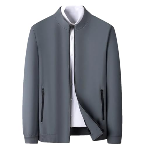 Men's Stand-Up Collar Business Blazer Casual Thin Zipper Coat Middle-Aged Dad Outwear