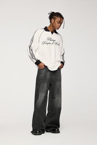 Men's Baggy Jeans Y2k Straight Leg Mid Waisted Solid Streetwear Loose Fit Vintage Hip Hop Denim Pants4