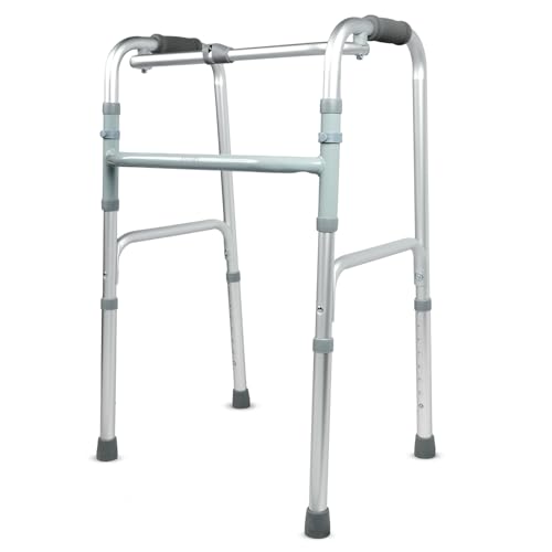Image of AGEasy (Max Group) Walker for Senior Citizens | Adjustable Height Adult Walker for Patients | Lightweight & Sturdy Walking Stand for Old People | Foldable Walking Aid for Men & Women (Silver)