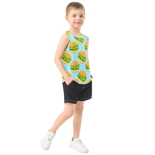 J JOYSAY Cartoon Burger Food Boys Tank Top Sleeveless Muscle Shirts Quick Dry Kids T-Shirts 3-15T4