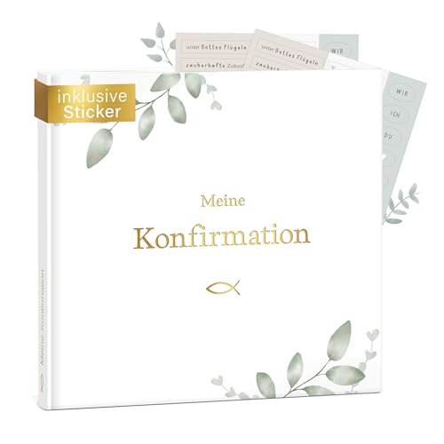 mintkind Gästebuch Konfirmation Greenery - Konfirmationsbuch mit floralem Design 60 Seiten zum Selbstgestalten Hardcover - Geschenk zur Konfirmation passend zu Einladungskarten & Deko