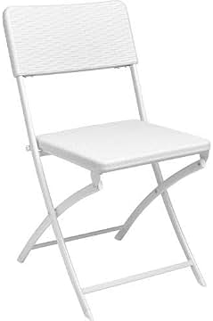PAPILLON Silla Plegable Cuadrada Efecto Rattan Color Blanca 54 x 44.5 x 80.5 (Alt.) cm.