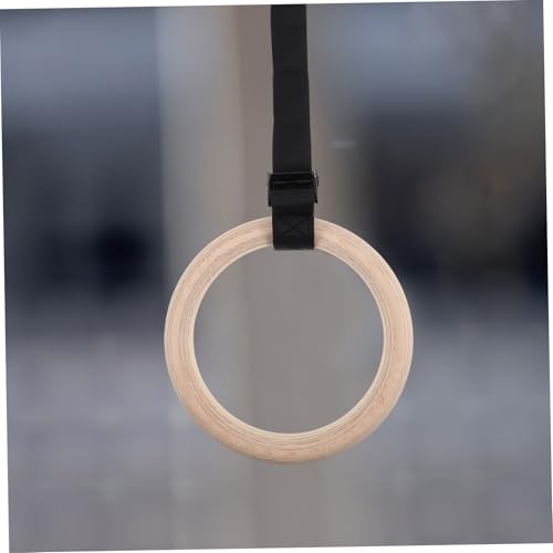 Anillas de gimnasia de madera con correas ajustables para fitness en casa miniatura 4