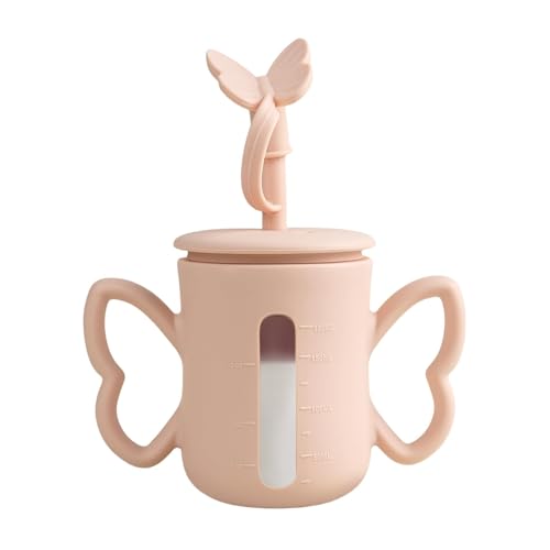 Image of Dommy Sippy Cup Baby Sippy Cup for 6 Month Old Silicone Transition Sippy Cup with Straw - 5 oz - Upgrade Version