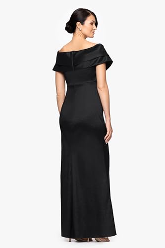 Image of Betsy & Adam Women's Floor-Length, Off-The-Shoulder, Taffeta Gown, Black, 6