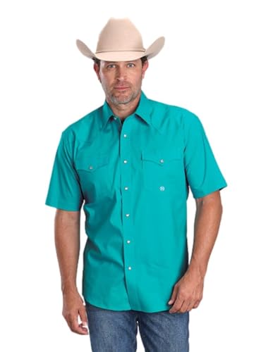 ROPER Western Shirt Mens S/S Stretch Solid Turq 03-002-0265-4101 BU
