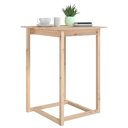 Tomostar Table de Bar, Table Haute Cuisine Table Carrée Salle à Manger 80x80x110 cm Bois Massif de pin