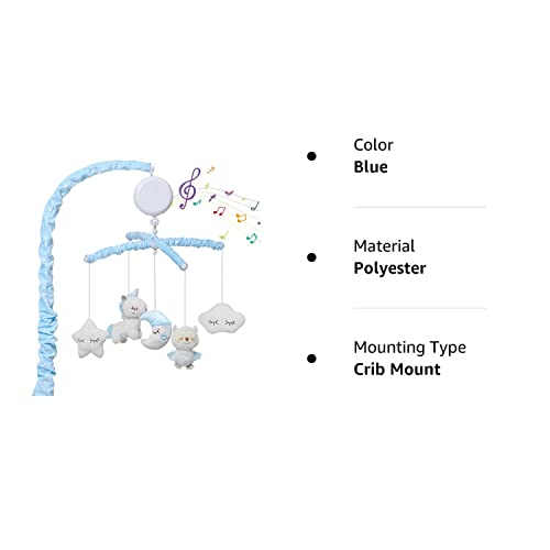 Baby Crib Mobile, Nursery Mobile For Crib With Music Motor Spinner, Musical Crib Toys For Infants 0-6 Months Girls And Boys, Crib Mount Mobiles With 36 Lullabies, Blue #TOP7