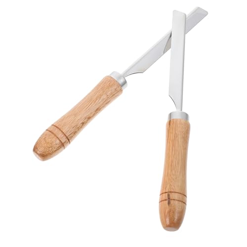 OKUMEYR Stainless Steel Pig Hair Shaving Tool Holder 2pcs Wood Handle Clip for Kitchen Scraping Knives