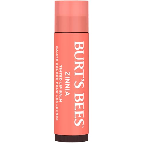 Burt's Bees Lip Tint Balm for Valentine's Day, with Long Lasting 2 in 1 Duo Tinted Balm Formula, Color Infused with Hydrating Shea Butter for a Natural Looking Buildable Finish, Zinnia (2-Pack)